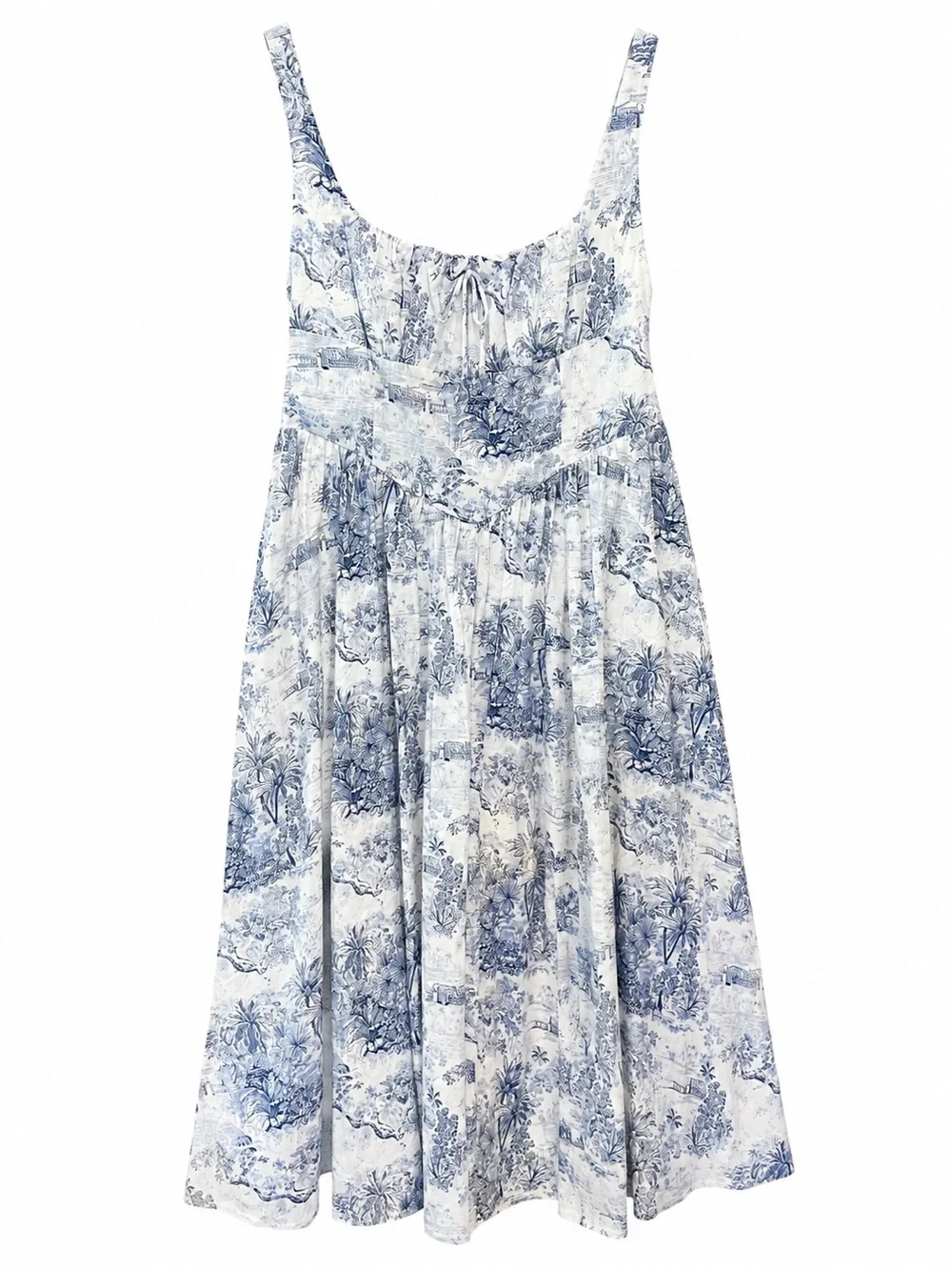 Caroline Constas Toile Linen Blend Maxi Dress Blue White Resort NWT Large - Picture 2 of 8